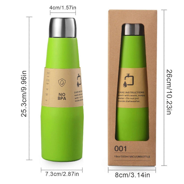 2025 NYHET Gradient 304 Rostfritt Stål Jump Cup Läcksäker Isolerad Vattenflaska 532 ml (18 OZ). green