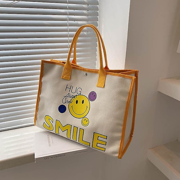 Damevesker 2022 Tegneserie Bærbar Pendler Skulderveske Tote Bag Yellow