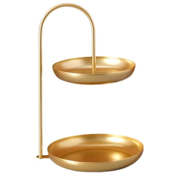 2-lags jern frukt serveringsbrett vanntett flerlags oppbevaringsfat for kaffebord fest Gold