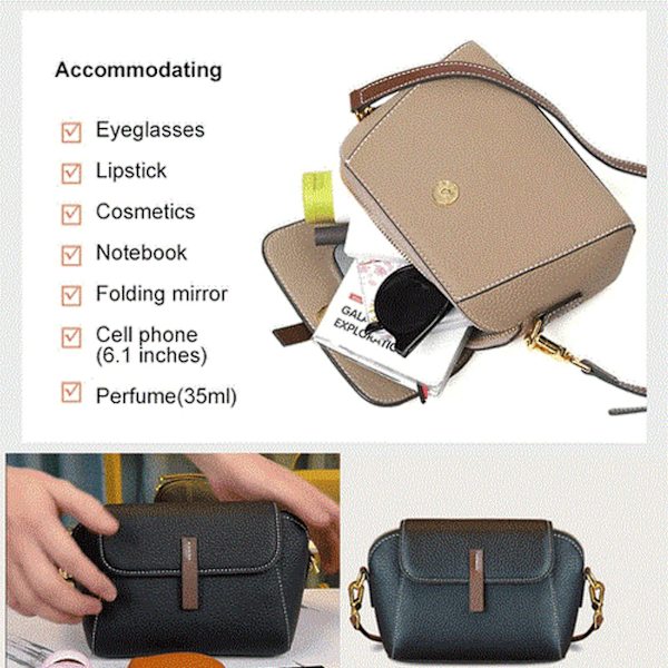 Mjuk Läder Crossbody Väska, Axelväska för Kvinnor Crossbody Skalväska Khaki