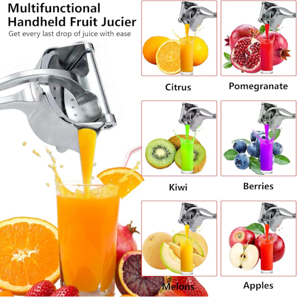 Manuel Frugtpresser, Håndpresset Citruspresser, Robust Aluminiumlegerings Håndholdt Juicer - (1 stk)