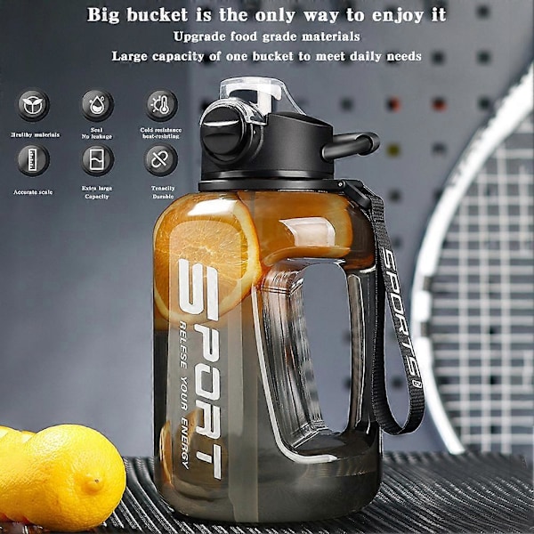 1700ml/2500ml Pillimehupullo asteikolla, muodikas suuri urheilupullo kuntoilutreeneihin White 1700Ml