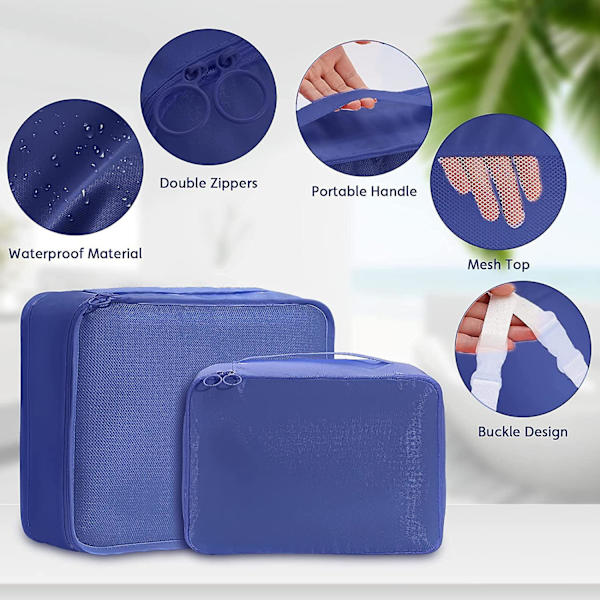 8 stk. Rejseorganisatorposer, Bagagepakkeposer med Sko Opbevaringsposer, Mesh Makeupposer navy blue