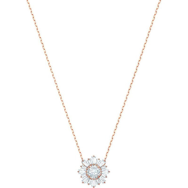 Smykkekolleksjon, klare krystaller, rosa krystaller, roségullfinish