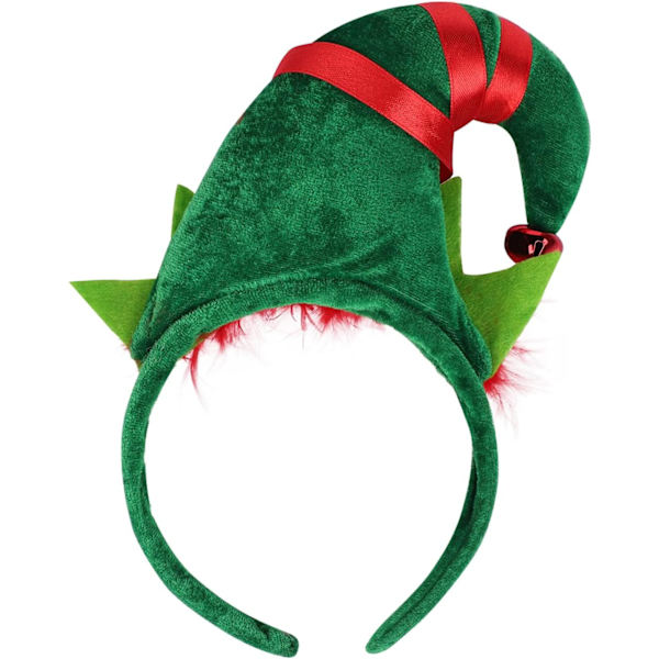 2 st jultomtehatt pannband spetsig hatt hårbåge med fjäder rosett söt julhatt hårband jul utklädningsdräkt No Ears