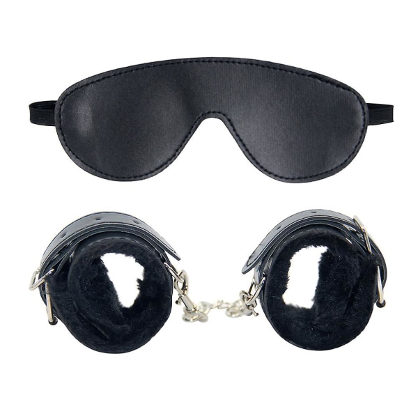 Sex Hand Cuffs Och Blindfold Set Läder Armband Manschett Rollspel Verktyg För Par