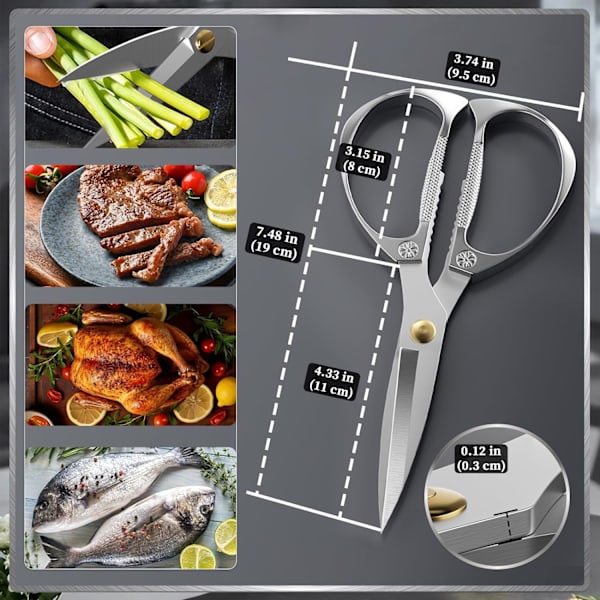 Newness Kjøkkensaks, Rustfritt Stål Kjøkkensaks for Kylling, Biff, Fjærkre, Fisk, Kjøtt, Grønnsaker, Rustfritt