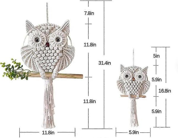 Makramé Uggla Väggbonad Kit, Bohemiska Ugglor, Drömfångare Handvävd Tapet för Inredning S