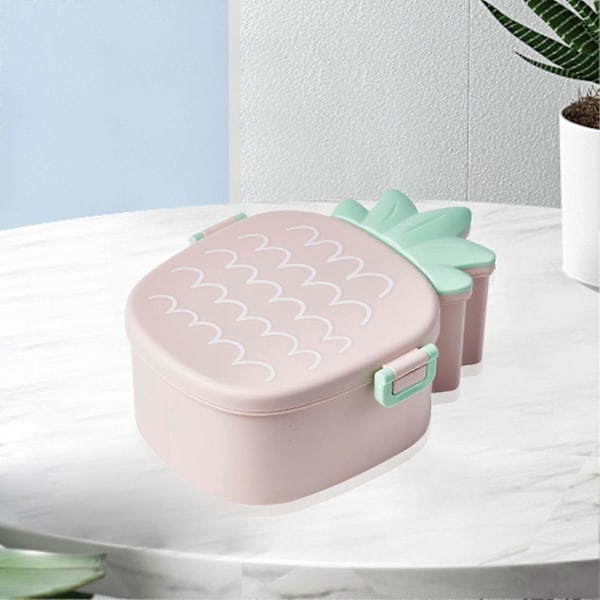 Lasten Kannettava Bento-rasia Kouluun, Helppo Kantaa, Söpö Ananaksen Muotoinen Lounasrasia, Sopii Hedelmille, Karkeille ja Kekseille Pink