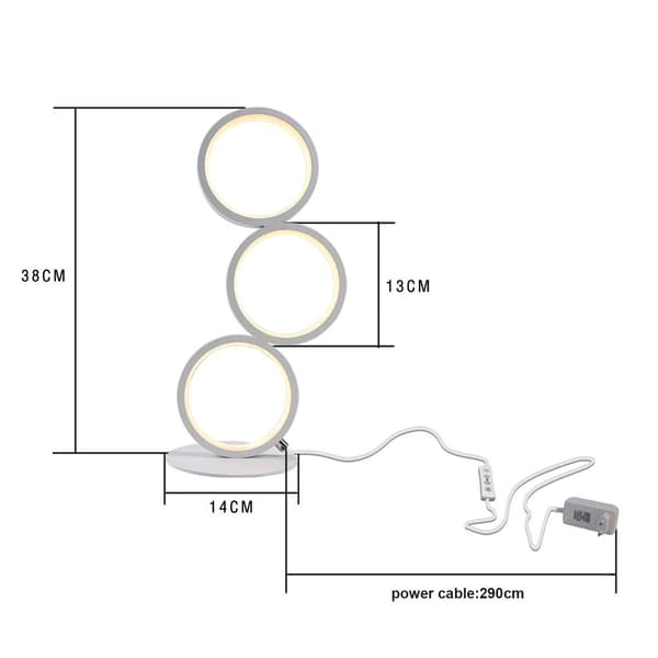 LED Skrivebordslampe Dimbar Moderne Nattbordslampe Hvit Ring