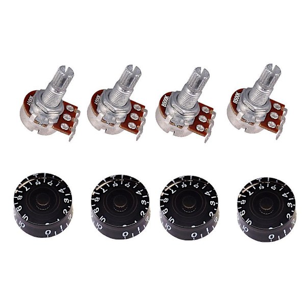 Gitarhastighetskontrollknapper og 18 mm lang akselpotensiometer 500K svart