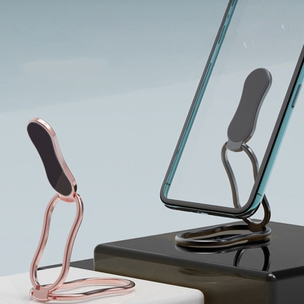 Finger Ringhållare Tripod Grepp 360° Rotationsbar för Mobiltelefon Bil Magnetisk Fäste Telefon Bak Svart