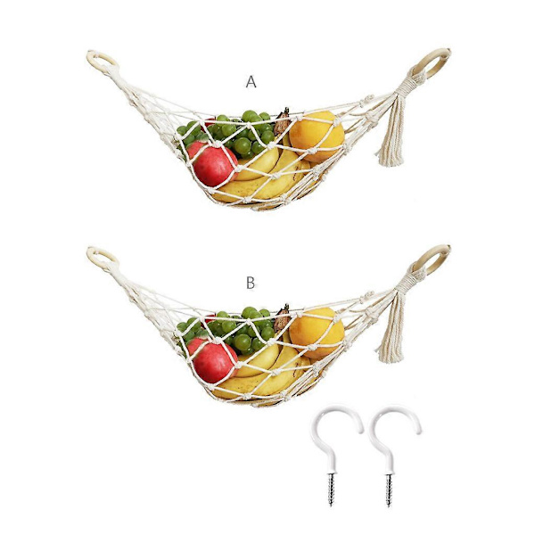 Macrame-hängmatta för frukt och grönsaker - Extra förvaring under skåp, husvagn, båt
