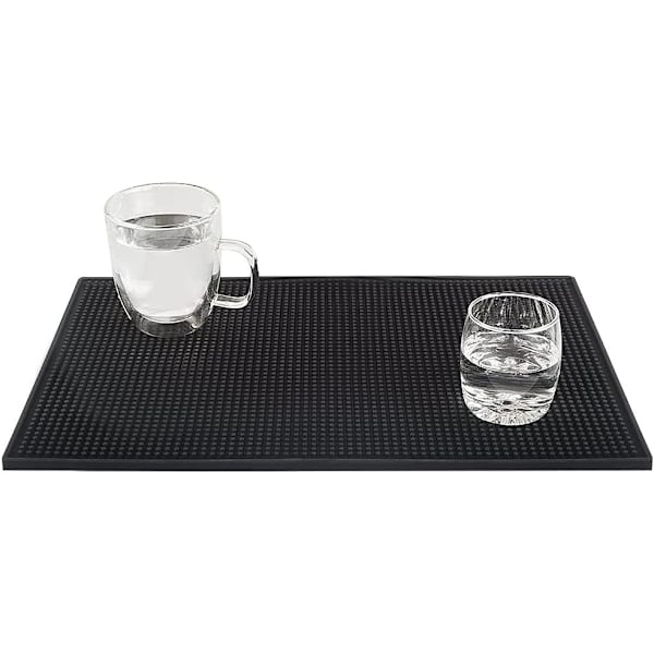 2-pack svarta gummimattor för bar, 18\" x 12\" - 46 x 30,5 cm gummimatta för bar, spillmatta, perfekt present till pappa, son, make, fars dag