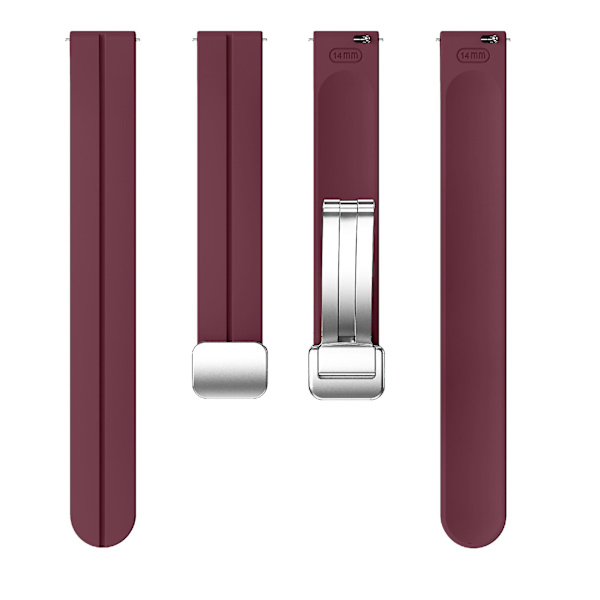 Silikonarmband för Garmin Lily 2 med Magnetisk Vikbar Spänne Wine Red Silver Buckle