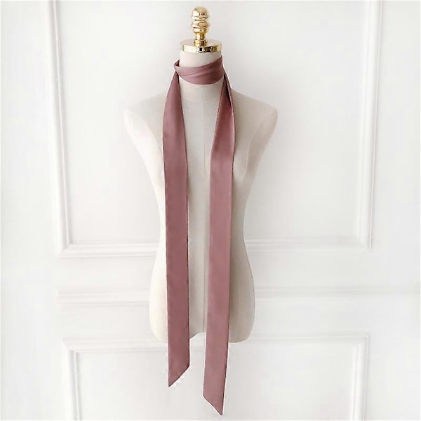 Smal Lång Damscarf 200x5cm Enfärgad Chiffong Silke Gummi Röd Slips Svart Väska Band Hårband Choker Streamer milk white