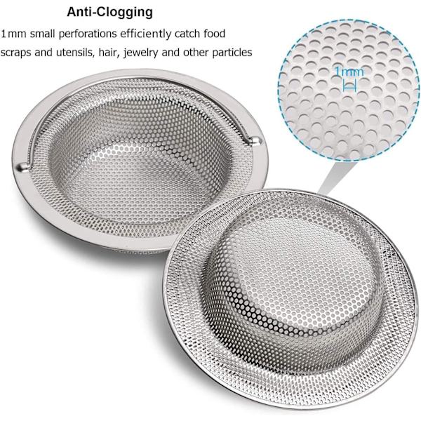 2-pack diskhossil med handtag, avloppssil med lyfthandtag, anti-igensättning avloppssil, diskbänkssilar