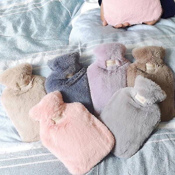 Varmtvannsflaske med mykt trekk - Klassisk varmtvannspose for smertelindring, nakke og skuldre, fotvarmer, menstruasjonssmerter, varm- og kaldterapi - Gr pink