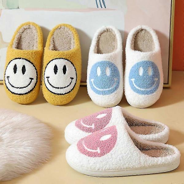 Leende Ansikte Plysch Bomulls Tofflor Kvinna Hem Söt Tjockt Sula Cartoon Non-s IKD Pink 41-42