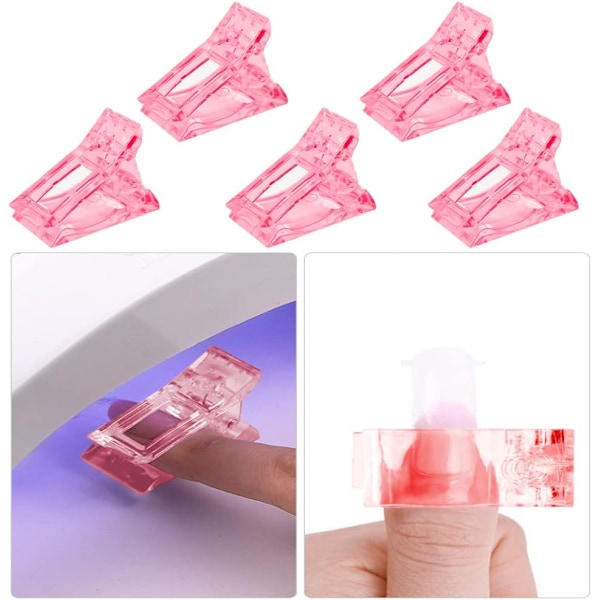 5 st Polygel nagelklämmor, nagelspetsklämma för snabbbyggande gel, transparenta nagelklämmor, nagelkonstverktygsklämma