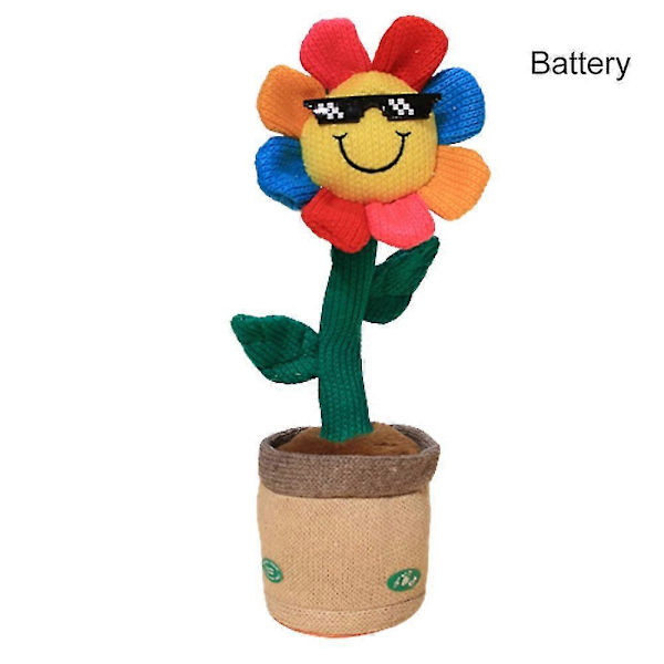 Sähköinen tanssiva auringonkukka-pehmolelu laulava kiertävä pupu-pehmolelu Colorful Sunflower Battery