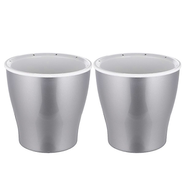 2 st Plast Lat Blomkruka Kreativ Trädgårdsplanter Självbevattnande Växthållare Vattenförvaringskruka för Hemmet (Silver, Mellanstorlek)