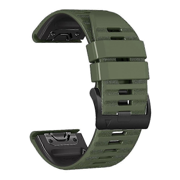 Garmin Tactix Delta/enduro -kellolle sopiva vaakaraidallinen silikoninen ranneke Army Green Black