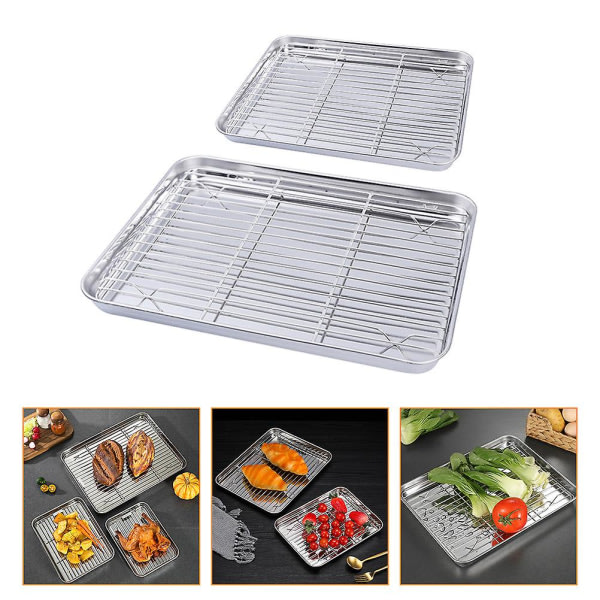 2 stk Ovnsgrillstativ Brødristerovnsbrett Stekebrett Halvbrett Pan Ovnssikkert kjølerist 31X24X2.5CM 31X24X2.5CM