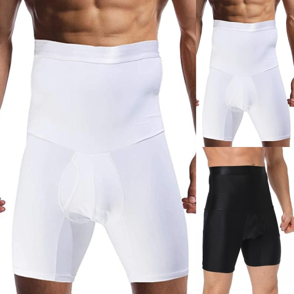 Herr Slimming Body Shaper Tummy Boxer Briefs med hög midja