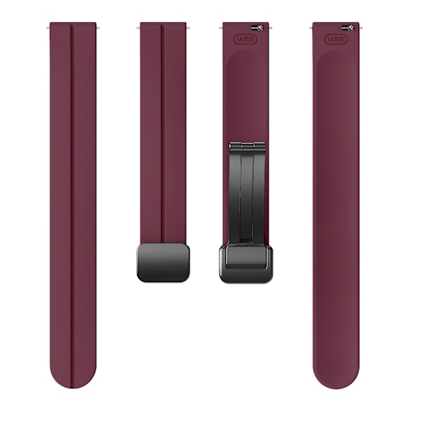 Silikonarmband för Garmin Lily 2 med Magnetisk Vikbar Spänne Wine Red Black Buckle