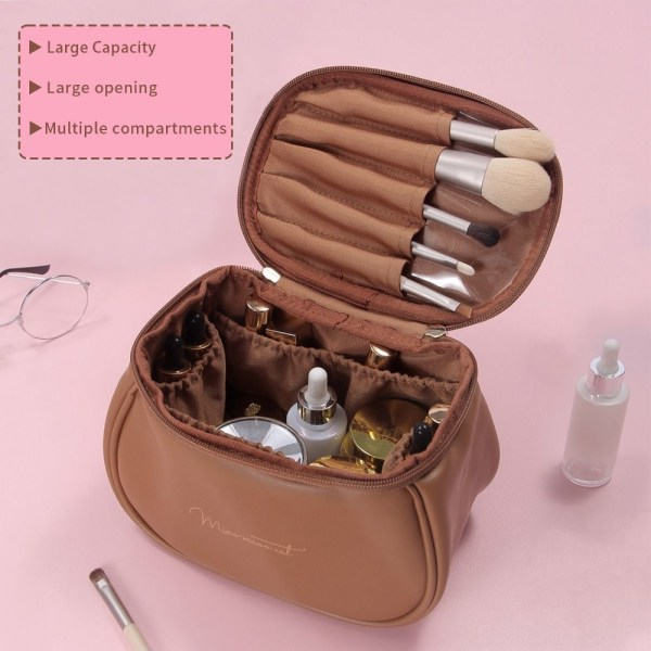 Makeup taske Flere rum BRUN Brun Brown