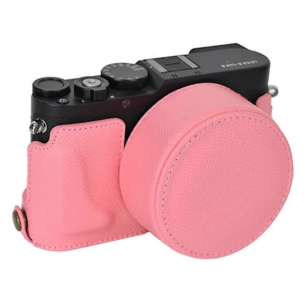 Til Leica D-Lux 8 Kamera Base med Objektivdæksel Skulderrem PU Læder Beskyttelsesetui - Pink Multicolor Pink