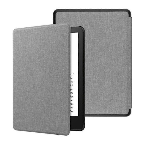 Smal och hållbart PU-läderfodral för Kindle Paperwhite 6 12:e generationen 2024 med automatisk väckning/sömn grey