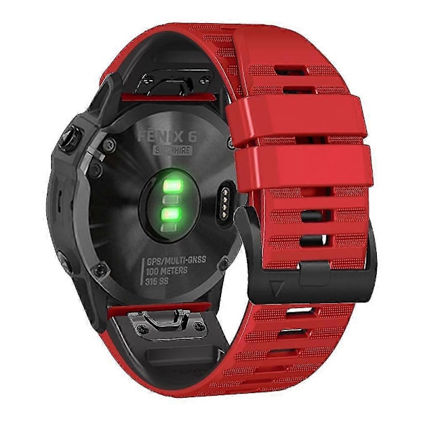 Horisontale striper silikon erstatningsklokkearmbånd for Garmin Tactix Delta/enduro Red Black