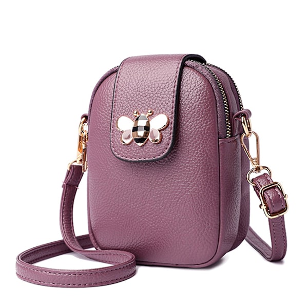 Dam Allround Crossbody-väska Mode Mobiltelefonväska Läder Crossbody-väska Gåva Taro Purple