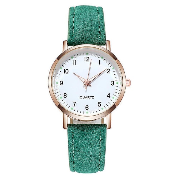 Damklockor Kvinnor Små Kvarts Analog Armbandsur Casual Läder Green