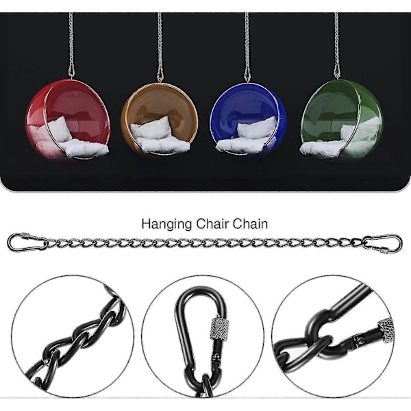 Hängande kit för hammockstol inomhus och utomhus med två schacklar, 58 cm kedja