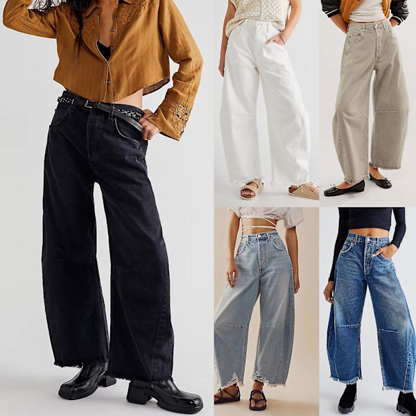 Wide Leg Denim Bukser Komfortable Åndbare Bukser til Dates og Transport White M