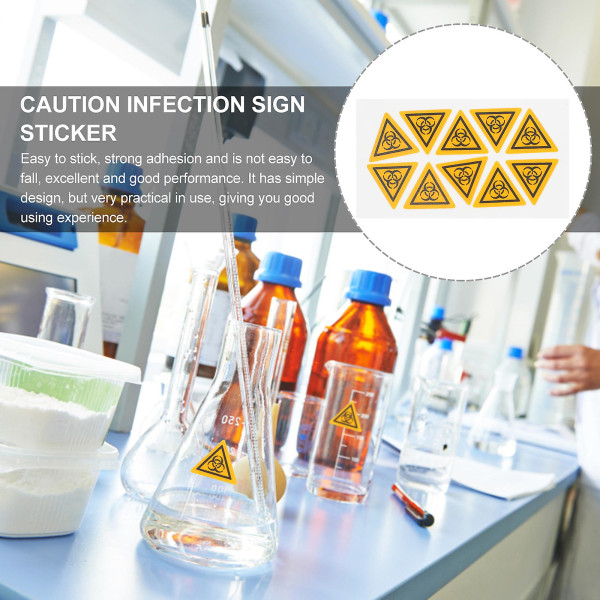 10 stk Forsiktig Infeksjonsskilt-klistremerke Laboratory Biosafety Advarselsetiketter