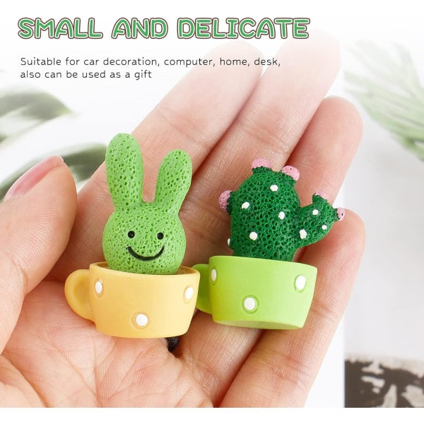 4 kpl auton kojelaudan koristeita, Mini Cactus Pond Cactus -patsas