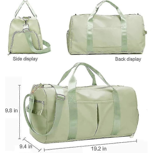 Lille Gymtaske Til Kvinder Og Mænd, Træningstaske Til Sport Og Weekendtur, Vandafvisende Duffelbag Med Sko- Og Vådtøjskompartment (Beige) Green