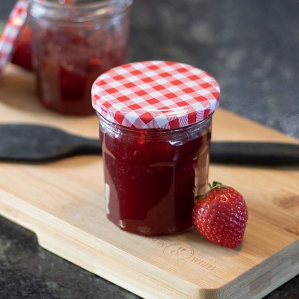 Glas syltetøjsglas | Sæt med 12 | Bred mund 380 ml glasbeholderkrukker lufttætte sylteglas | Hjemmelavet syltetøj, marmelade og chutneykrukke