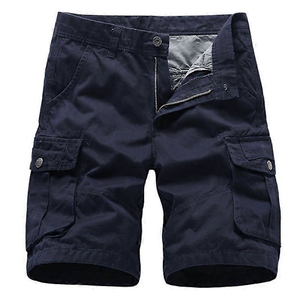 Miesten kesän ulkoilu suorat taktiset shortsit taistelu vetoketjulliset cargo-puolihousut Navy Blue 38