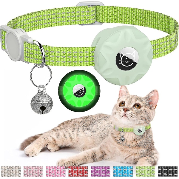 Kattehalsbånd kompatibel med luftmærke, reflekterende killinghalsbånd Breakaway luftmærke kattehalsbånd Green