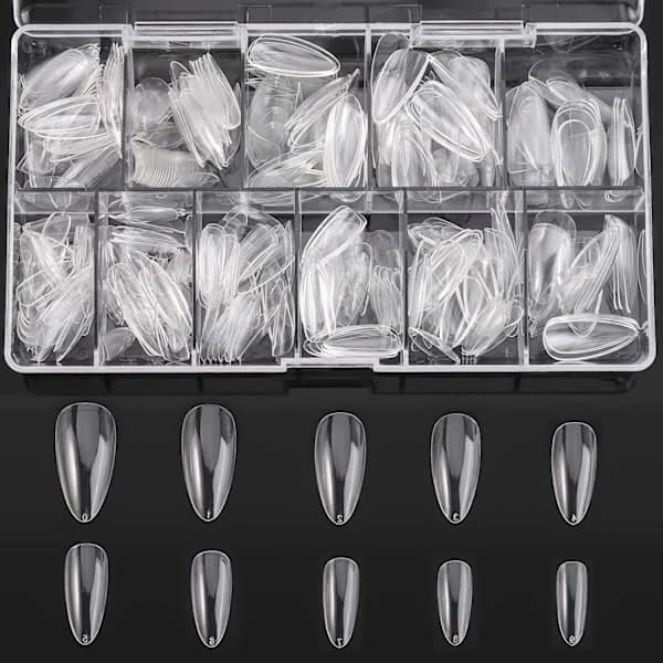 Nageltippar 500 st Klar Akryl Medium Nagel Full Täckning med