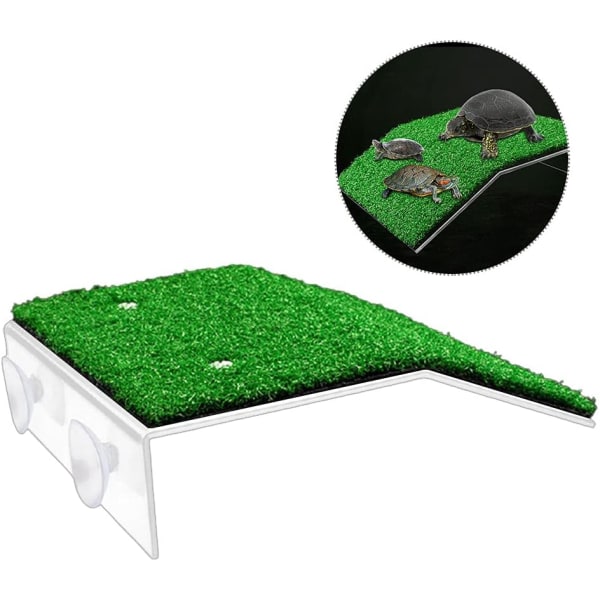 Baskingplattform för gräsmatta, sköldpaddsramp, viloterrass för reptilstege, simulering av grässköldpaddsramp för sköldpaddstank (storlek:L)