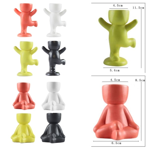 Människoformade keramiska blomkrukor Keramiska hantverk Suckulent blomkruka Hemskrivbordets dekorationer Red Meditation
