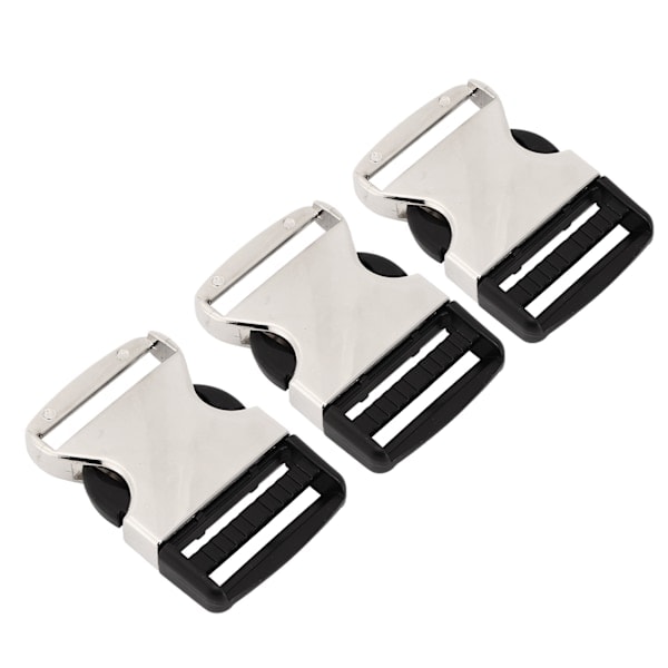 3 stk Metall Side Release Buckle Quick Buckle Sølv Svart Metall Parachute Buckles for Lærvesker Koffert