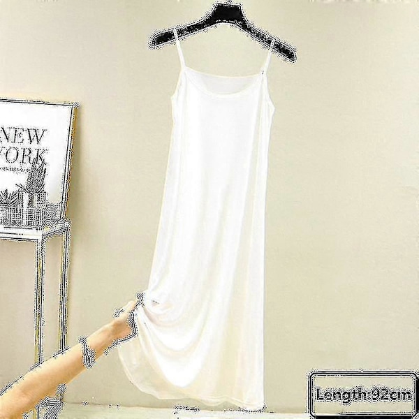 Sømløse Underkjoler Dame Størrelse Ermeløs Ice Silk Underkjole Underskjørt S _h White-92cm L Weight(55-65kg)
