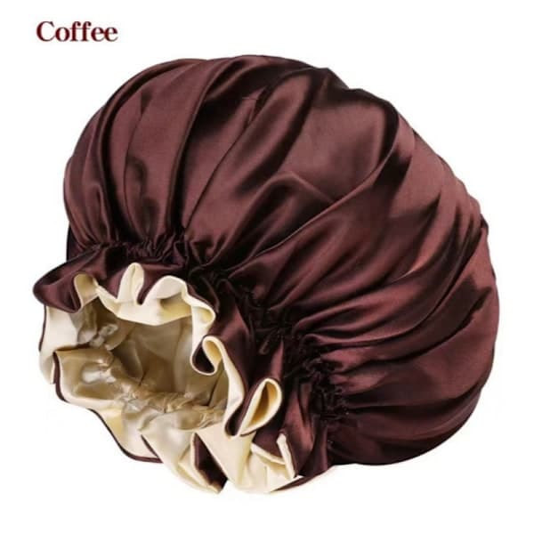 Dobbeltlags dusjhette for kvinner, vanntett og gjenbrukbar badehette Kaffe Kaffe coffee